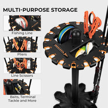 Load image into Gallery viewer, Durable 16 Rod Fishing Rack with Rotating Base &amp; Foam Inserts for Gear Storage
