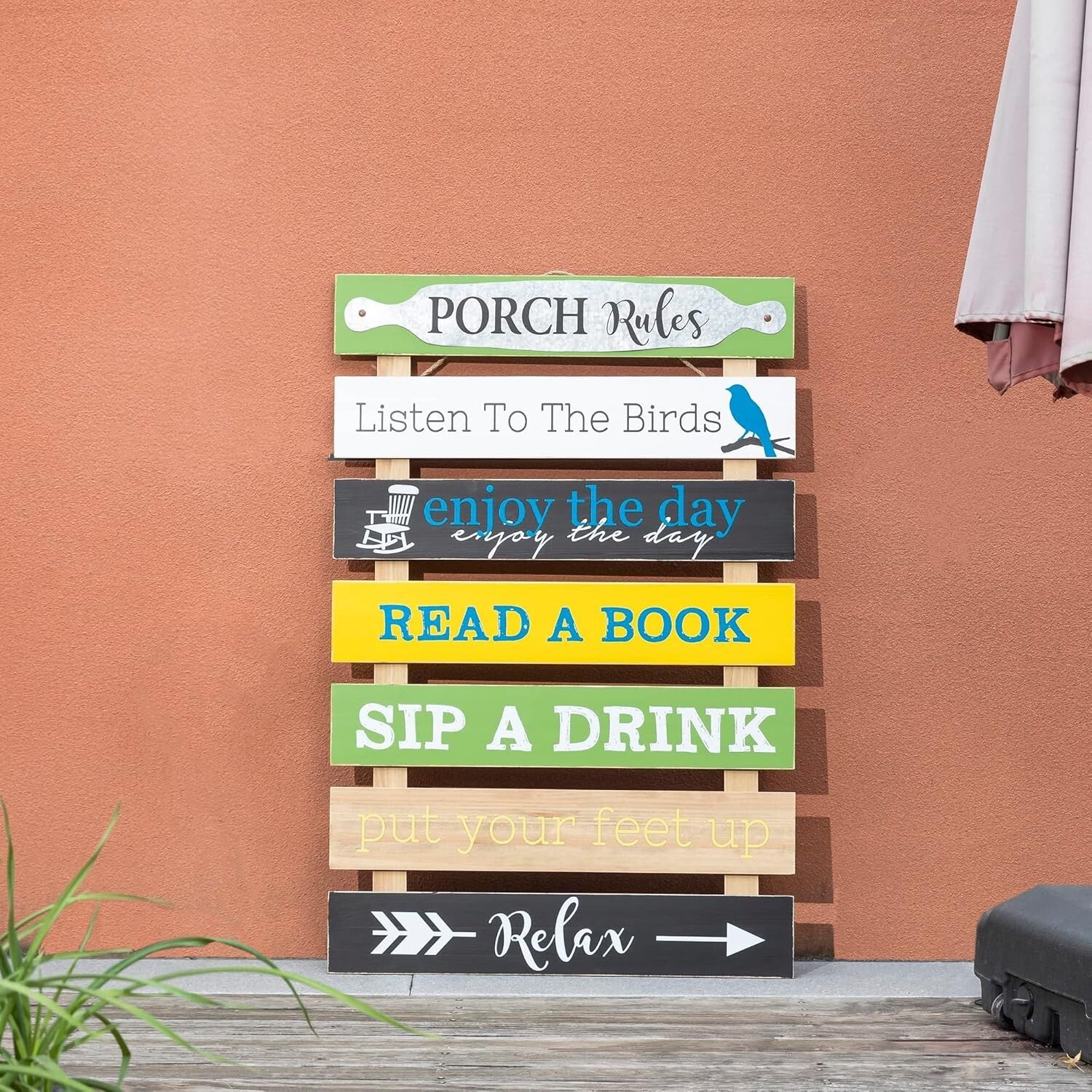Charming Rustic 36'' Porch Rules Sign - Hand-Painted Outdoor Wall Decor