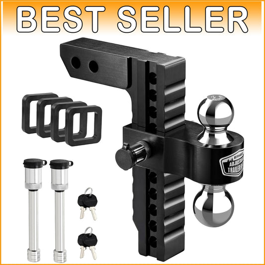 Aluminum Tow Hitch with 10" Adjustable Drop/Rise & Silencer Pads Included