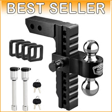 Load image into Gallery viewer, Aluminum Tow Hitch with 10" Adjustable Drop/Rise &amp; Silencer Pads Included