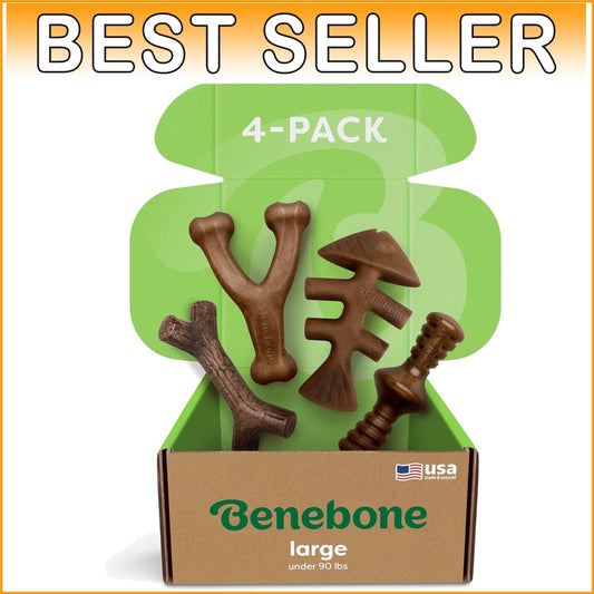 Flavor-Packed Large 4-Pack Dog Chew Toys - Perfect for Active Chewers