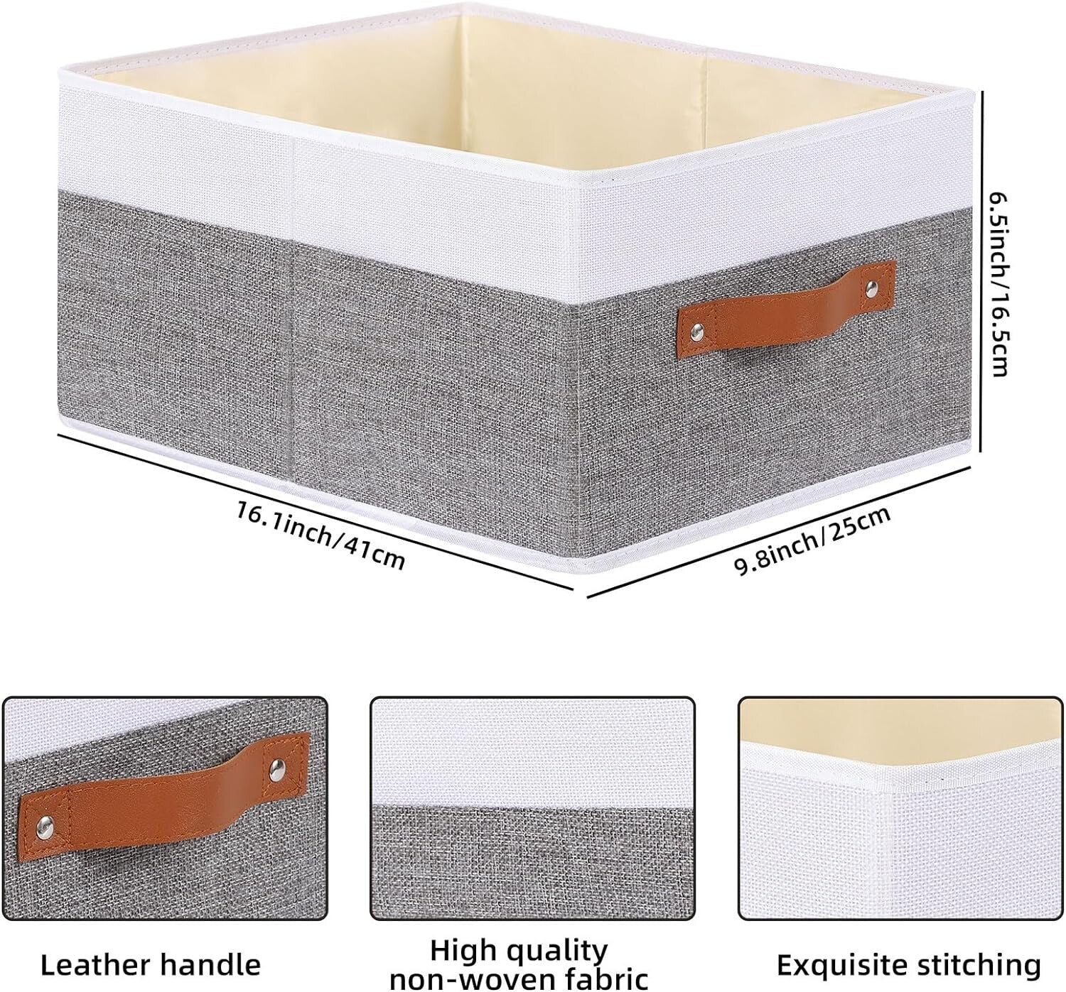 Elegant 4-Pack White and Grey Foldable Bins - Multi-Purpose Storage Solution