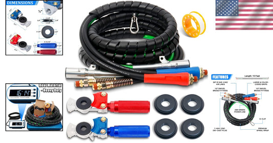 15ft 3-in-1 Truck Air Line Hose - Glad Hands & Reliable Power Connection