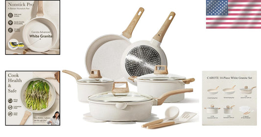 Elegant 14-Piece Nonstick Cookware Set: PFOA Free & Induction Compatible