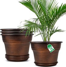 Load image into Gallery viewer, Classic Copper 16 Inch Planter Set - Drainage Holes for Healthier Houseplants