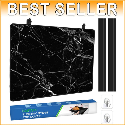 Dishwasher Safe Black Marble Stove Top Cover & Silicone Gap Covers - 28.5"x20.5"