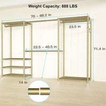 Load image into Gallery viewer, E1 Heavy Duty Adjustable 6-Tier Closet Garment Rack - Expandable Gold Organizer