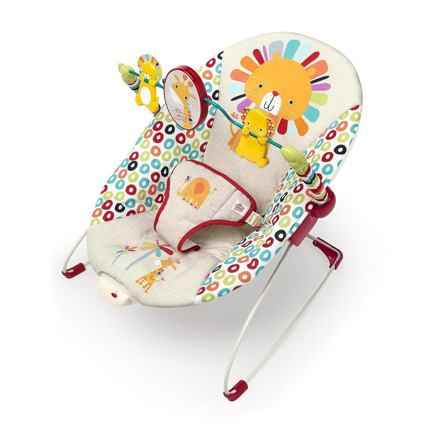 Portable Baby Bouncer with Soothing Vibrations & Toy Bar - Playful Pinwheels