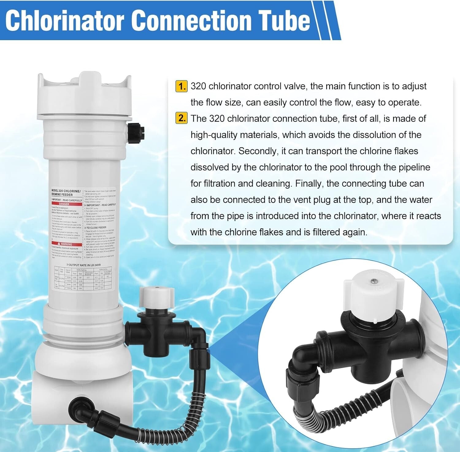 Efficient Pool Chlorinator Feeder with Bottom Drain - Easy Setup & Maintenance