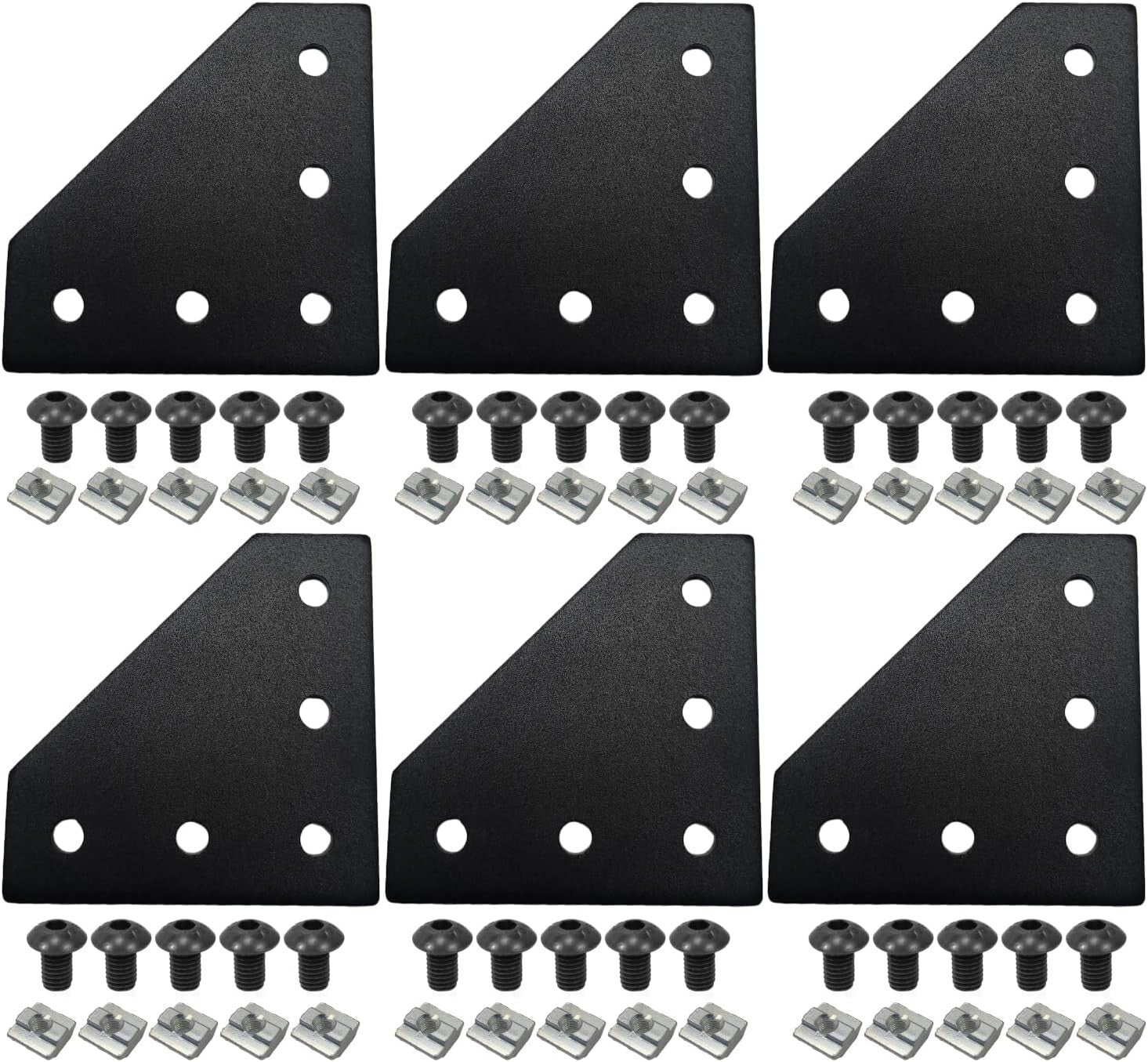 Durable 6-Piece L Bracket Set with T-Nuts & Screws - Perfect for Aluminum Builds