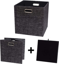 Load image into Gallery viewer, Modern Black Foldable Storage Cubes 4-Pack - 13x13x13 Bins for Home Organization