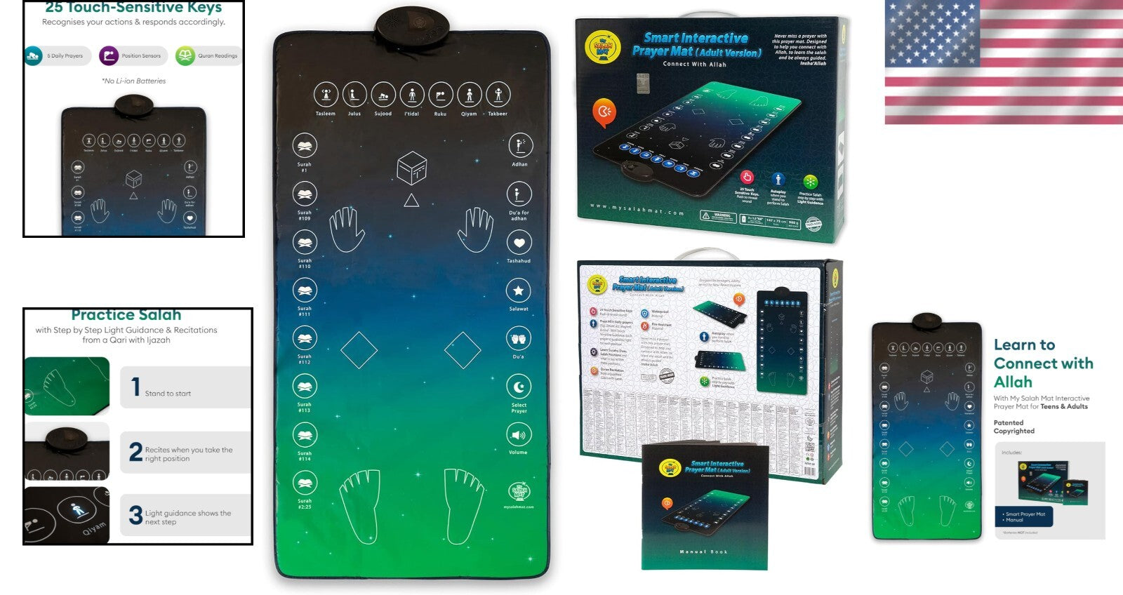 Modern Touch-Sensitive Prayer Mat for Adults - Interactive Salah Learning Aid