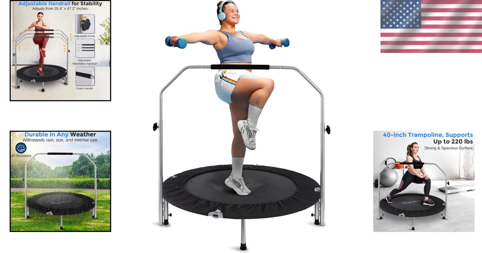 Portable 36/40" Mini Trampoline with Carry Bag - Ideal for Fitness Training