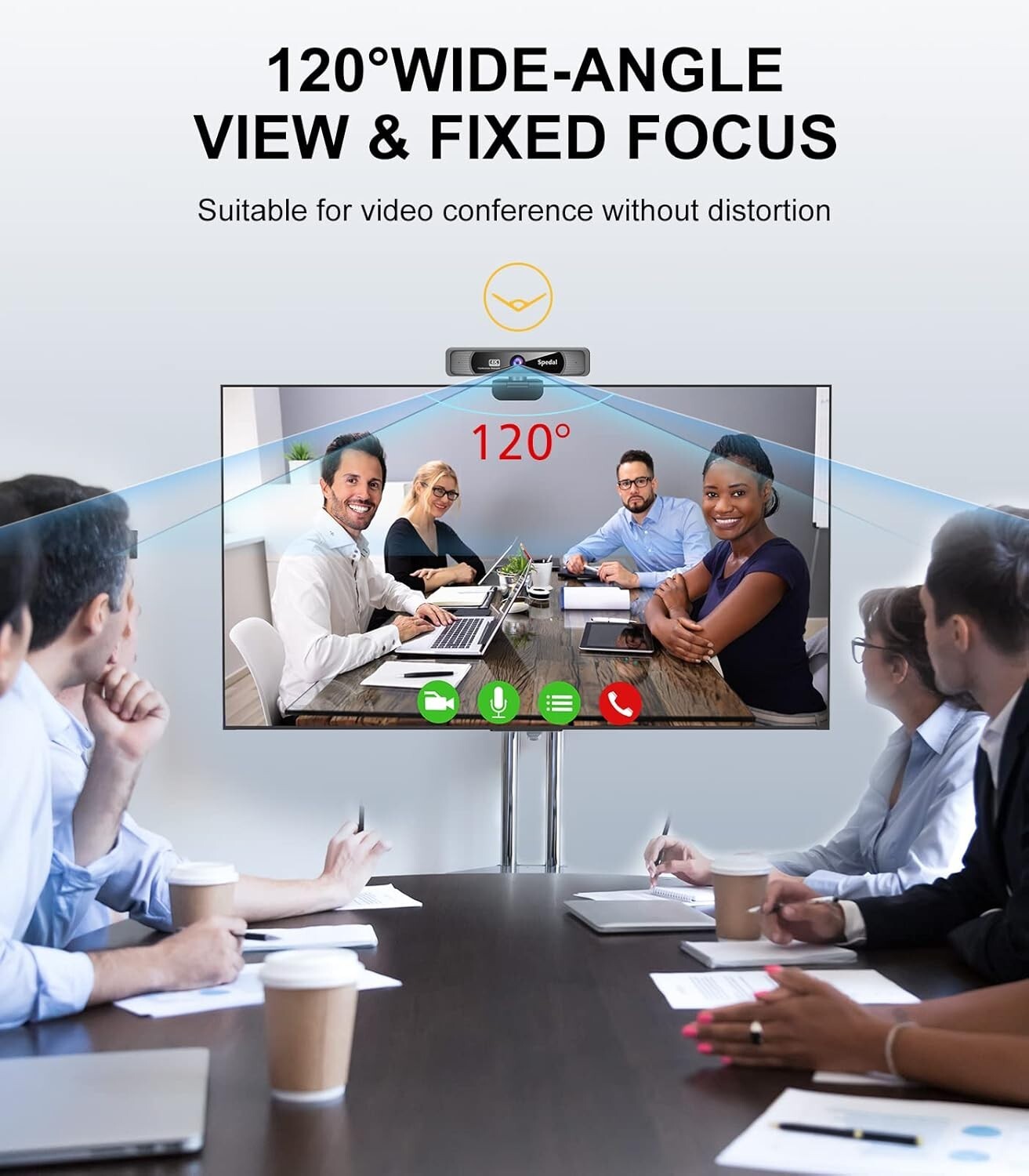 120° Wide Angle Zoomable Webcam with Remote Control - Ideal for Online Teaching