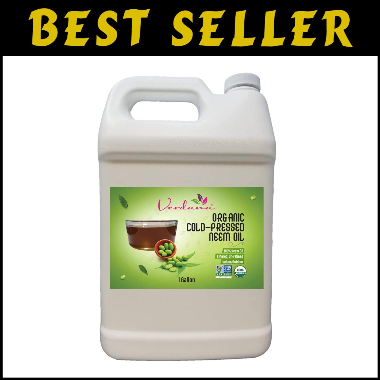 1 Gallon Organic Neem Oil – Cold Pressed for Plant Health & Skincare Formulas