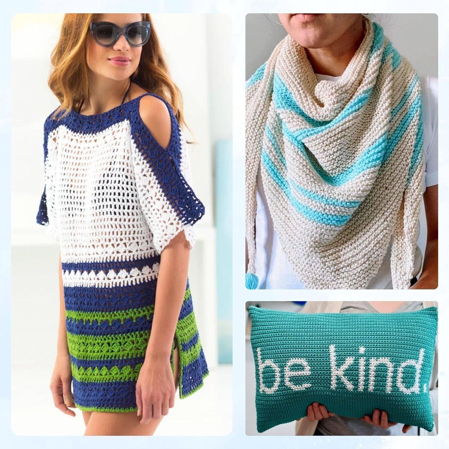 6 Skeins of 24/7 Cotton Amber Yarn with Project Bag for Knitting & Crocheting