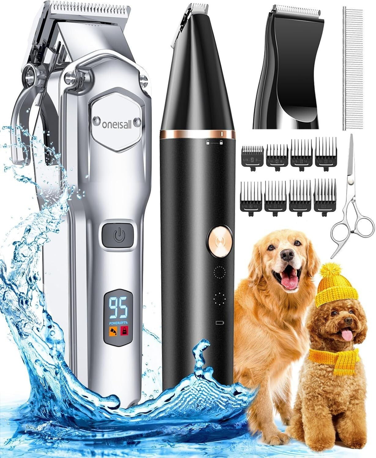 Rechargeable Waterproof Dog Clippers - Perfect for Thick Hair, Quiet Operation