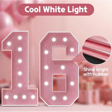 Load image into Gallery viewer, Personalized Rose Gold Marquee Number 16: Tabletop Decoration for Birthdays