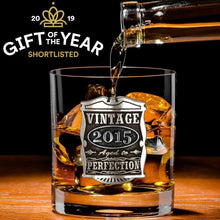 Load image into Gallery viewer, Vintage 2015 Ten-Year Anniversary Whisky Rocks Glass - Handmade &amp; Elegant Gift