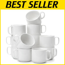 Load image into Gallery viewer, Sublime 12 Oz White Porcelain Stackable Coffee Mugs - Perfect for Home &amp; Gifting