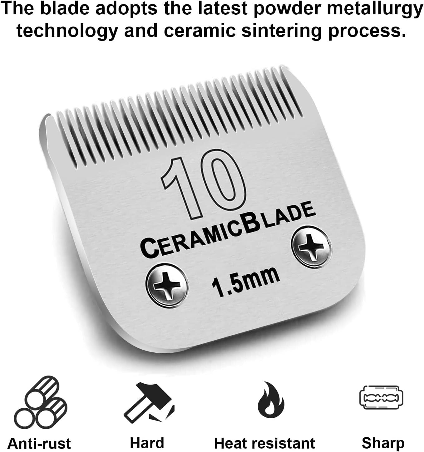 Ceramic and Stainless Steel Dog Grooming Clipper Replacement Blades - Set of 4