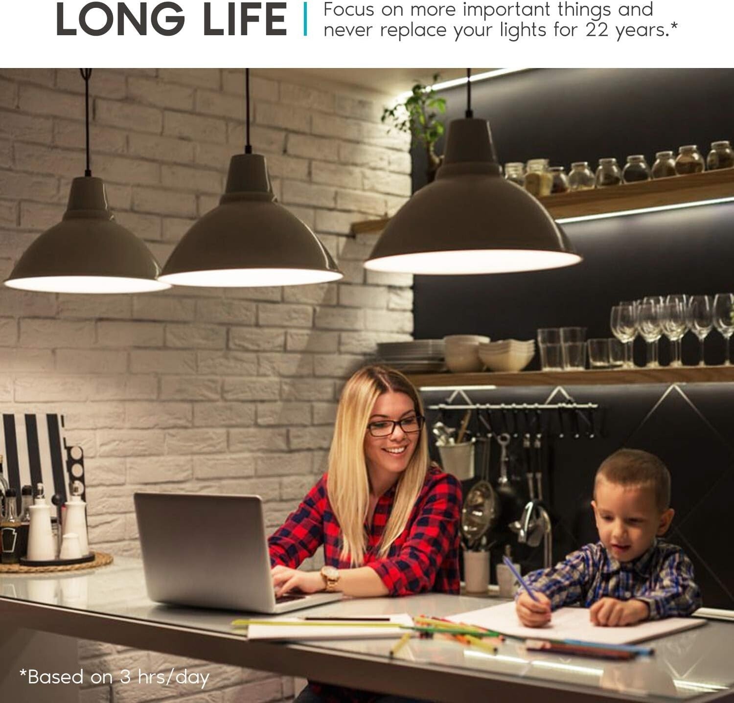 6 Pack Dimmable A19 LED Light Bulbs, 3500K Natural White, Enclosed Fixture Rated