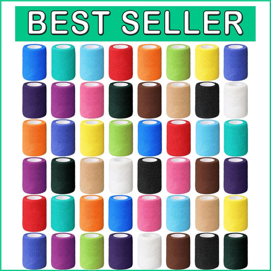 48 Pack Self-Adhesive Sports Bandage Wraps - 3” x 5 Yards, Breathable & Elastic