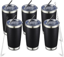 Load image into Gallery viewer, 6 Pack 20oz Double Wall Insulated Stainless Steel Travel Tumblers for Hot &amp; Cold