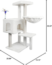 Load image into Gallery viewer, Cozy Condo Cat Tree with Jute Scratching Posts &amp; Hammock - Indoor Use, Beige