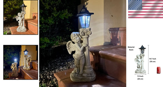 Outdoor 19.7 Inch Angel Garden Statue with Solar Lights - Ideal Gift Choice