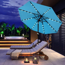 Load image into Gallery viewer, Durable 9FT Turquoise Solar LED Patio Umbrella with 32 Lights - Elegant Shade