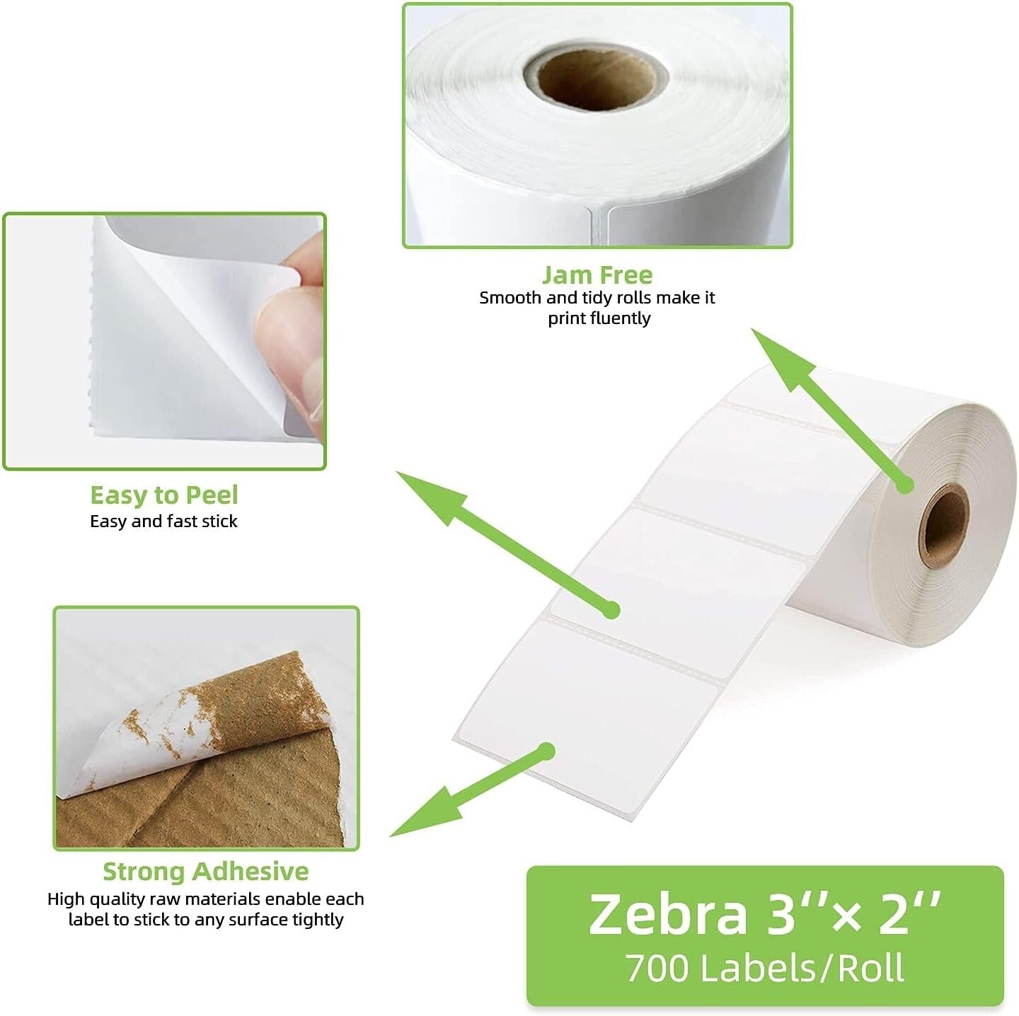 Sharp Print 3" x 2" Direct Thermal Labels – 700 per Roll, Perfect for Barcodes