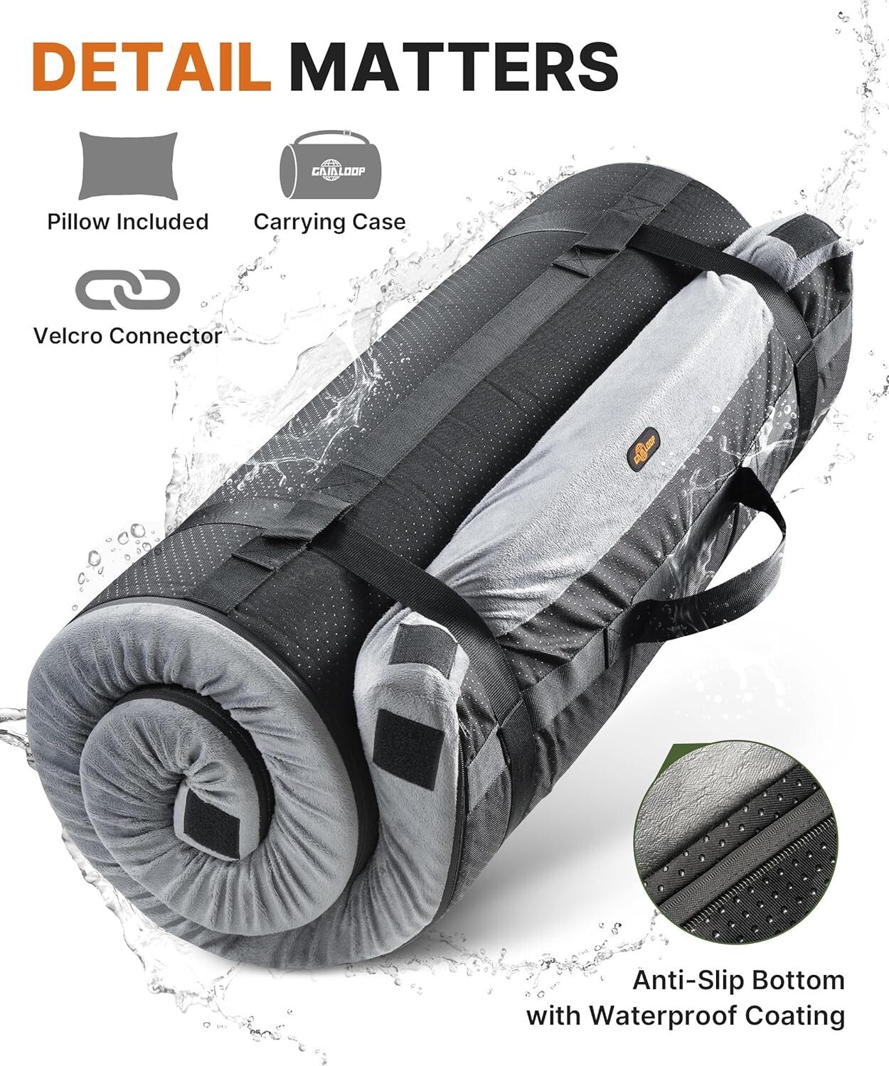 3-Inch Thick Memory Foam Camping Mattress - Portable & Washable for Guests