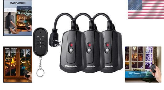 Waterproof Wireless Remote Control Outlet Kit - 3 Pack for Indoor/Outdoor Use