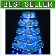 Load image into Gallery viewer, Premium 5 Tier Cupcake Tower Display - LED Lighting Perfect for Celebrations