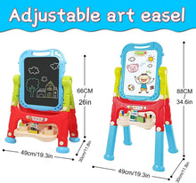 Load image into Gallery viewer, Adjustable Double-Sided Kids Art Easel with 360° Rotation and Accessories
