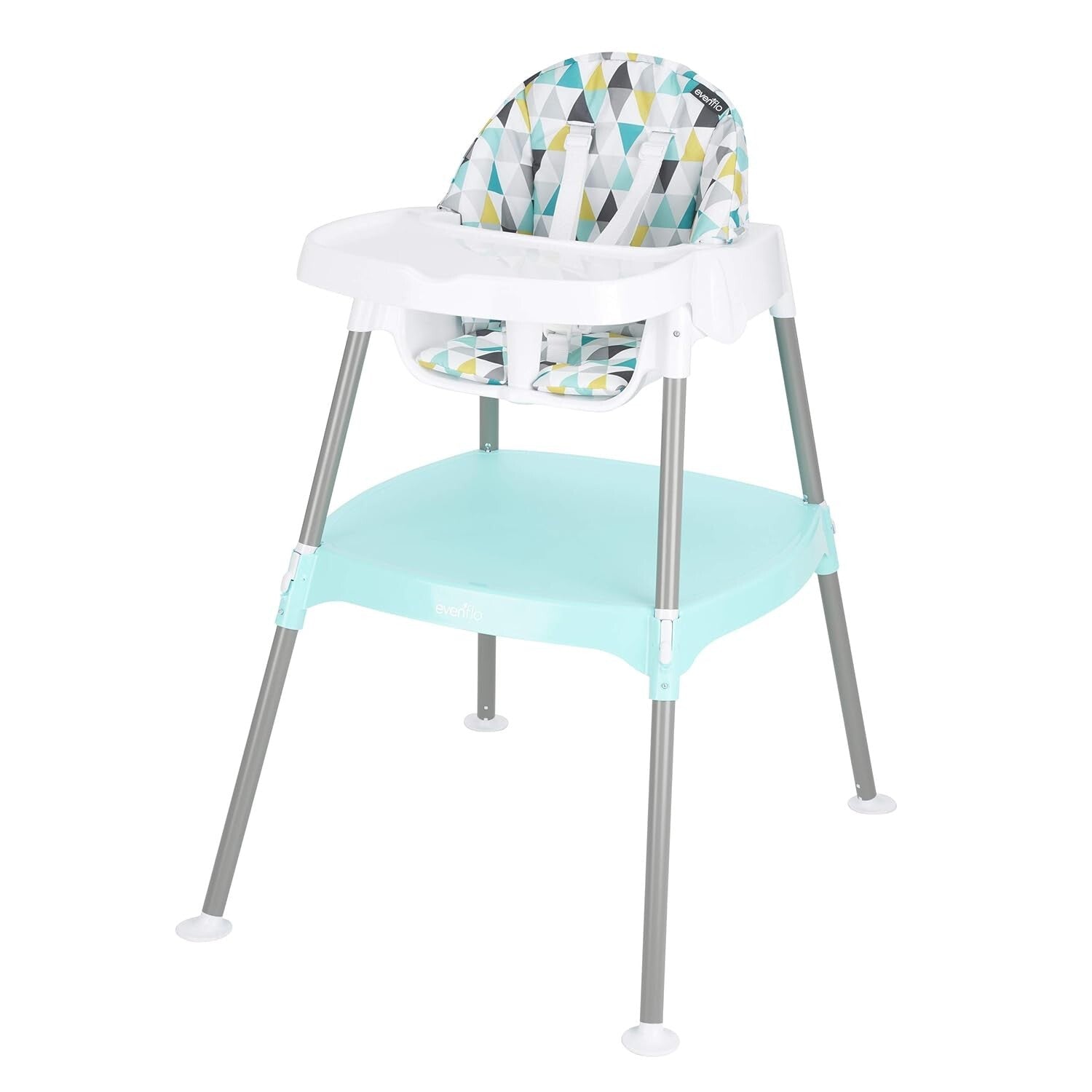 Colorful 4-in-1 Convertible High Chair with Removable Tray for Easy Cleanup