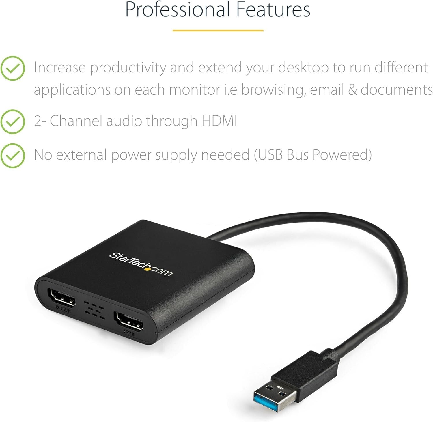 Enhance Workstation Efficiency with USB to Dual HDMI Adapter, 4K Support