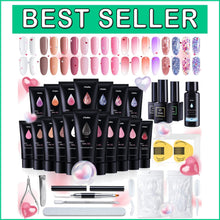 Load image into Gallery viewer, Gift-Ready 18 Color Poly Nail Gel Kit: Glitter Nail Art &amp; Temperature Effects