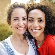 Load image into Gallery viewer, Charming Best Friend Necklaces in Sterling Silver with Heart and Gemstone Detail