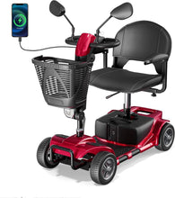 Load image into Gallery viewer, Ruby Red Electric Mobility Scooter - Foldable, Adjustable &amp; Safe for Easy Travel