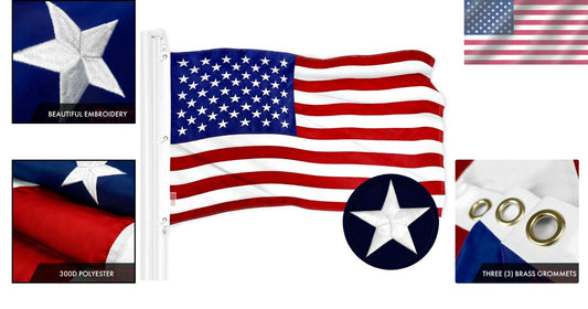 5x8 Ft American Flag - Heavy-Duty Embroidered Polyester for Indoor/Outdoor Use