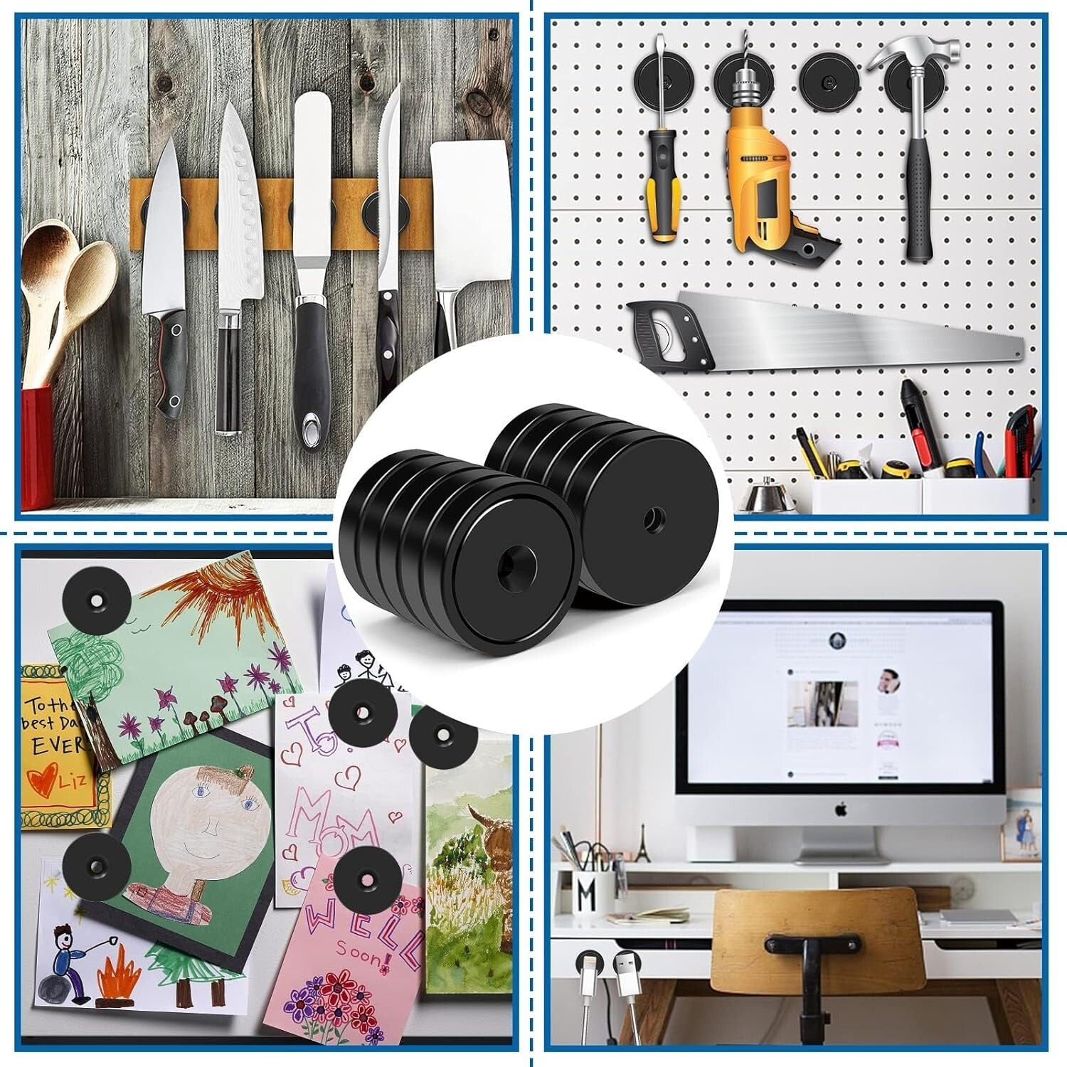 Strong 100 Pack Neodymium Magnets: 110 lbs Black with Screws for Versatile Use