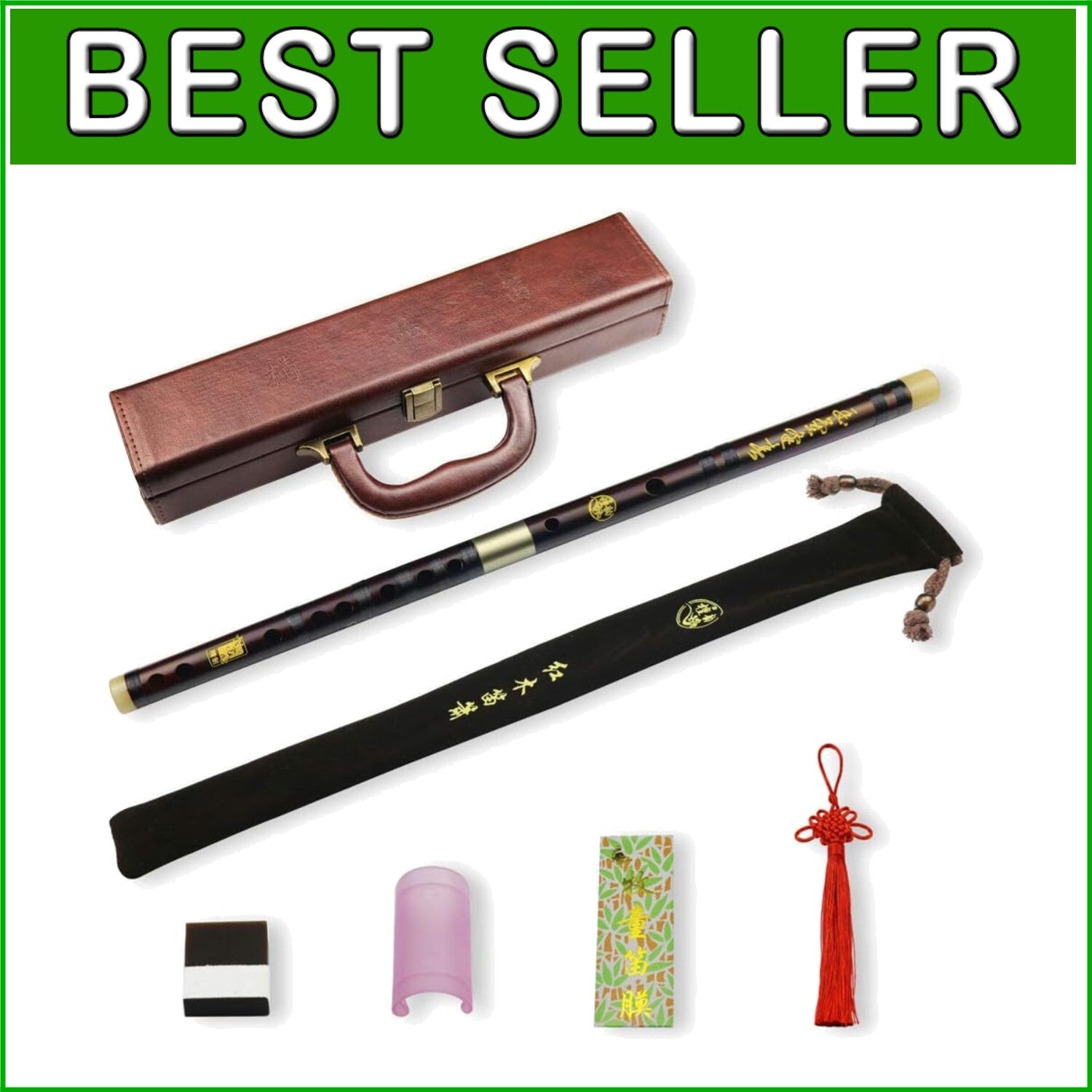 Lightweight Professional Dizi Flute in C Key with Accessory Bundle for Artists