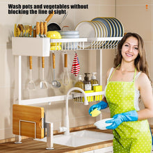 Load image into Gallery viewer, Elegant White Over Sink Dish Drying Rack - Rust Resistant, Space Saving Design