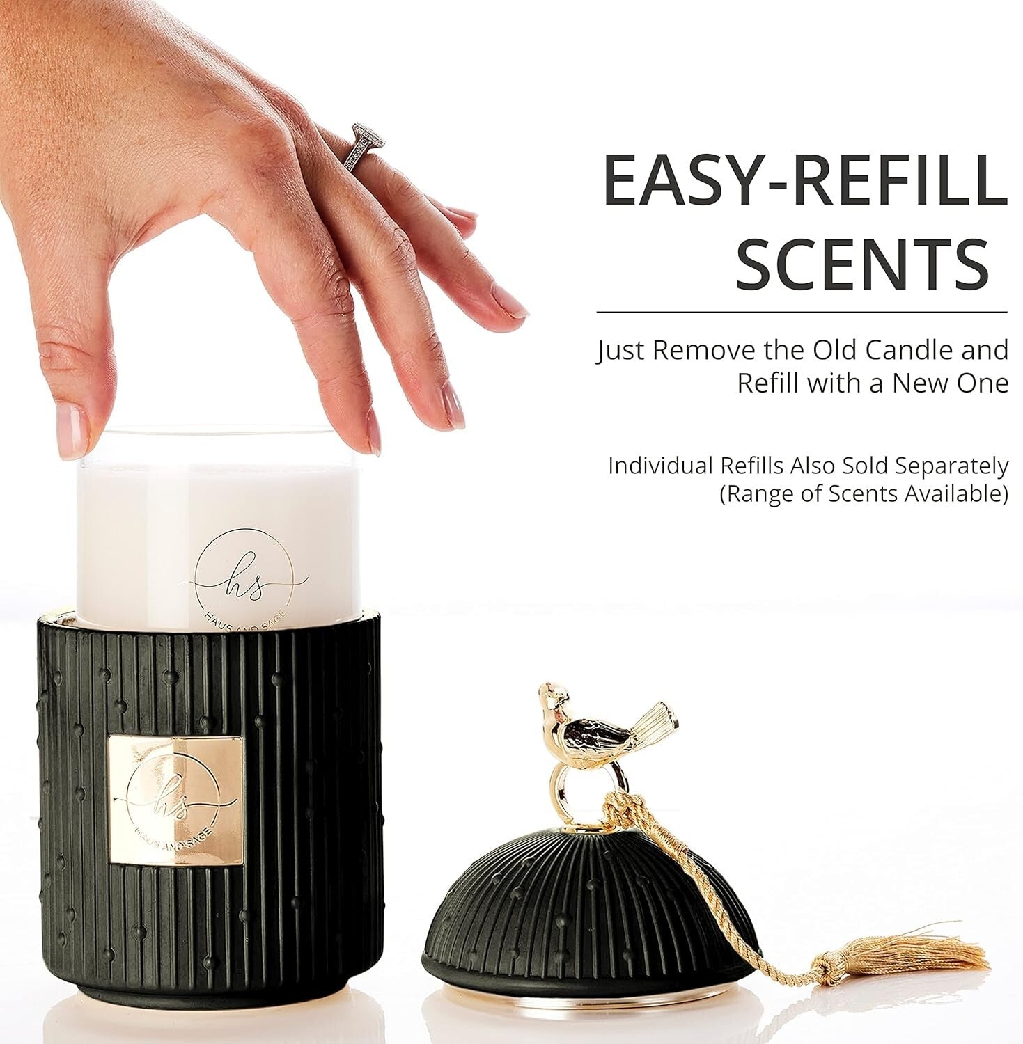 Sustainable Luxury Candle Set with Unique Black Holder - 110+ Hours of Fragrance