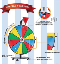 Load image into Gallery viewer, Interactive 12" Prize Wheel - Carnival Game with Dry Erase Faces &amp; Marker Set