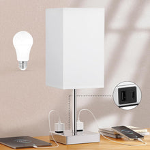 Load image into Gallery viewer, Stylish Touch Night Lamp with USB &amp; AC Outlets - Perfect for Bedroom or Office