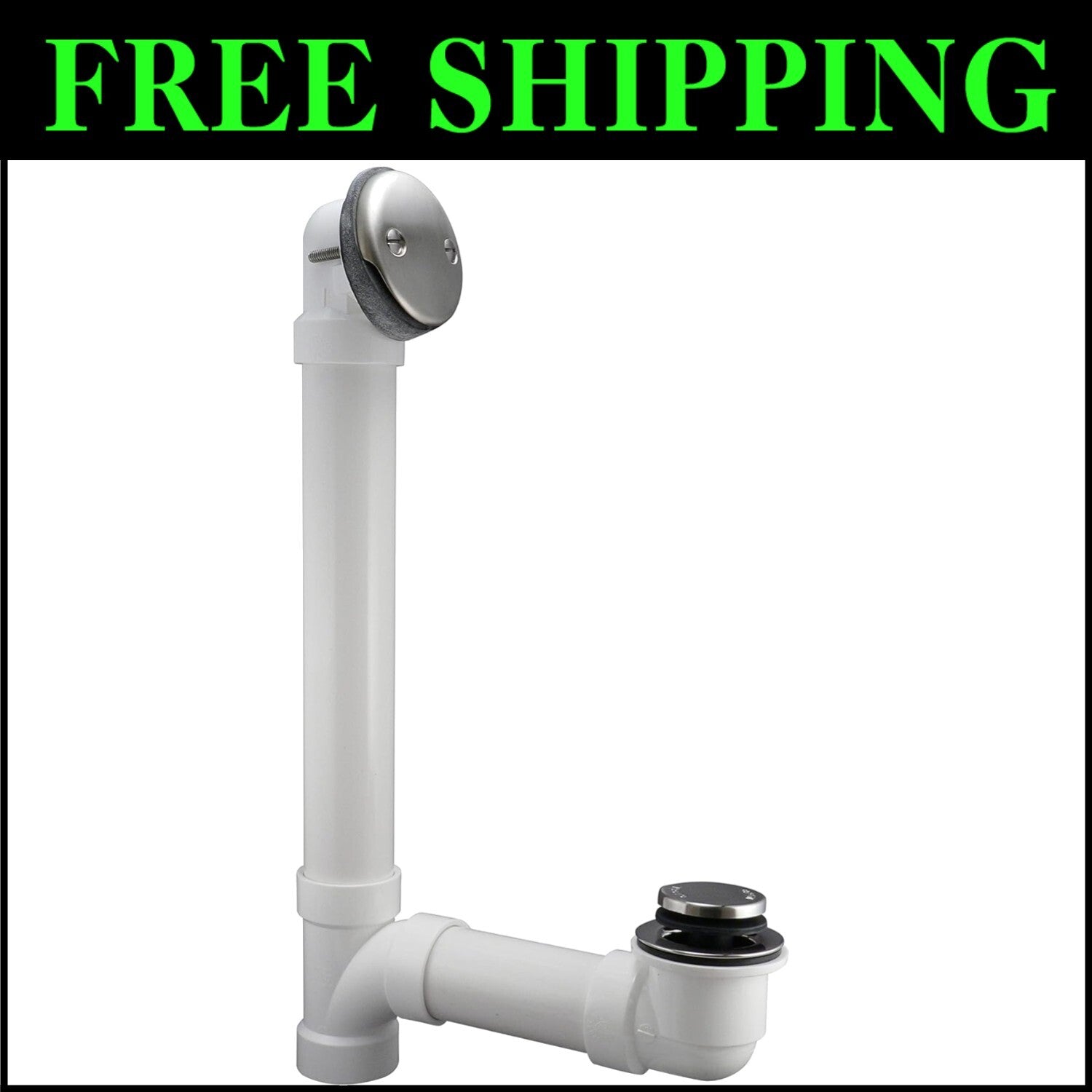 Tarnish-Free Brushed Nickel Bath Drain with PVC Tubing for Easy Installation