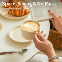 Load image into Gallery viewer, Durable Porcelain 8oz Cappuccino Cups &amp; Saucers Bundle - Ideal for Coffee Lovers